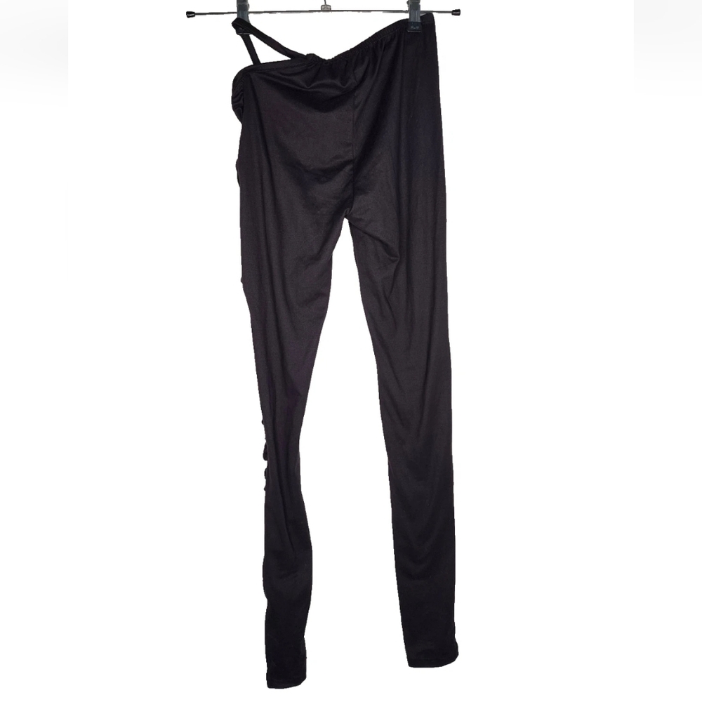 Queen Mania Cut-Out Waist Ruched Leggings in Black Size M - Picture 2 of 6